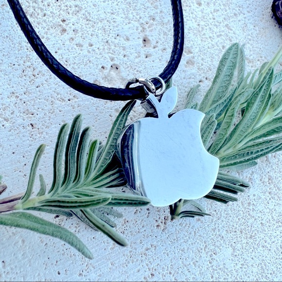 Apple Pendant 🍎 with Faux Leather Cord - Picture 2 of 6